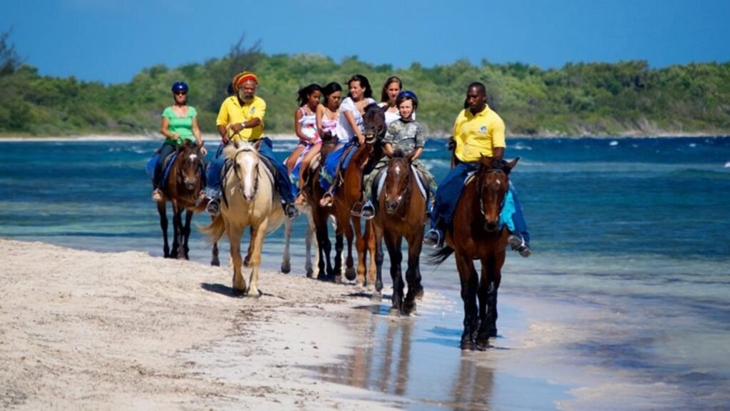 Images of people horseback riding in Jamaica